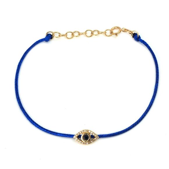 Sapphire And Dia. Eye Bracelet On Cord (14K)